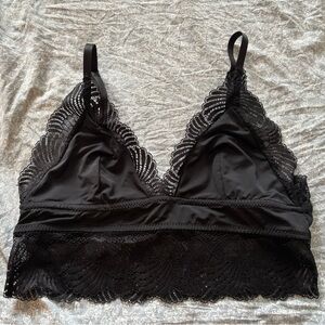 Francesca’s Black Lace Trim Satin Bralette